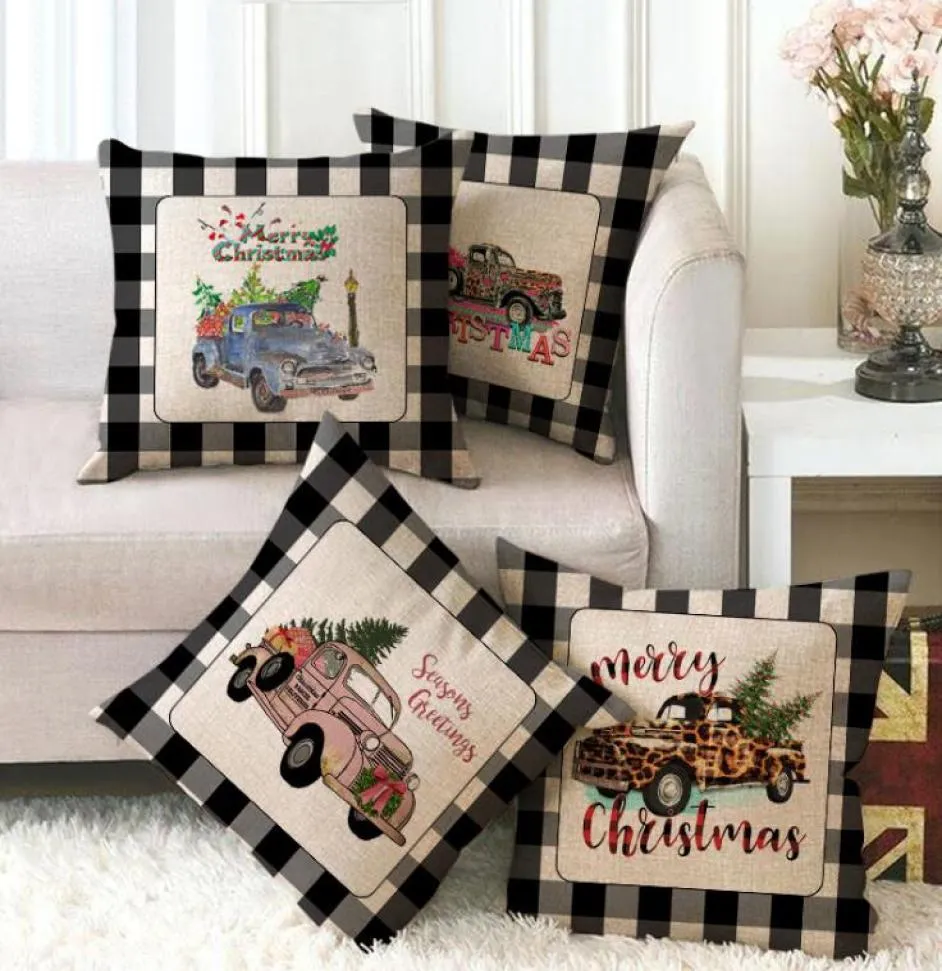 Taie d'oreiller de noël couvre Plaid joyeux noël jeter housse de coussin pour arbre de Noël cerf britannique maison voiture canapé décoration LXL76218032358