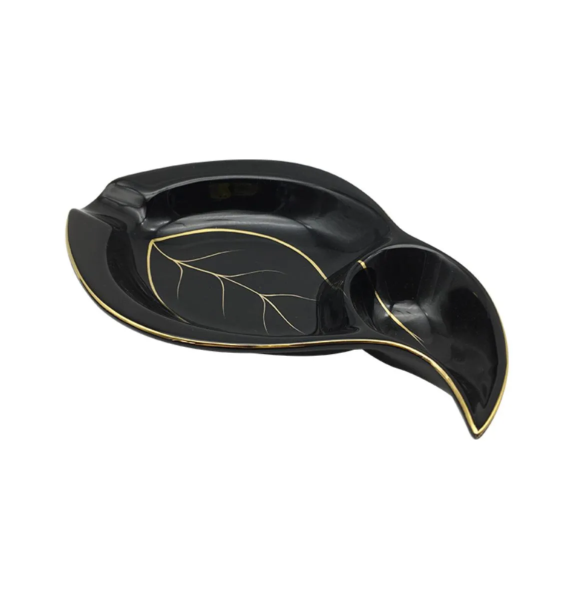 New Arrival Ashtray Anniversary Unique Black Leaf Shaped Ceramic Cigar Ashtray with a gift box8649717