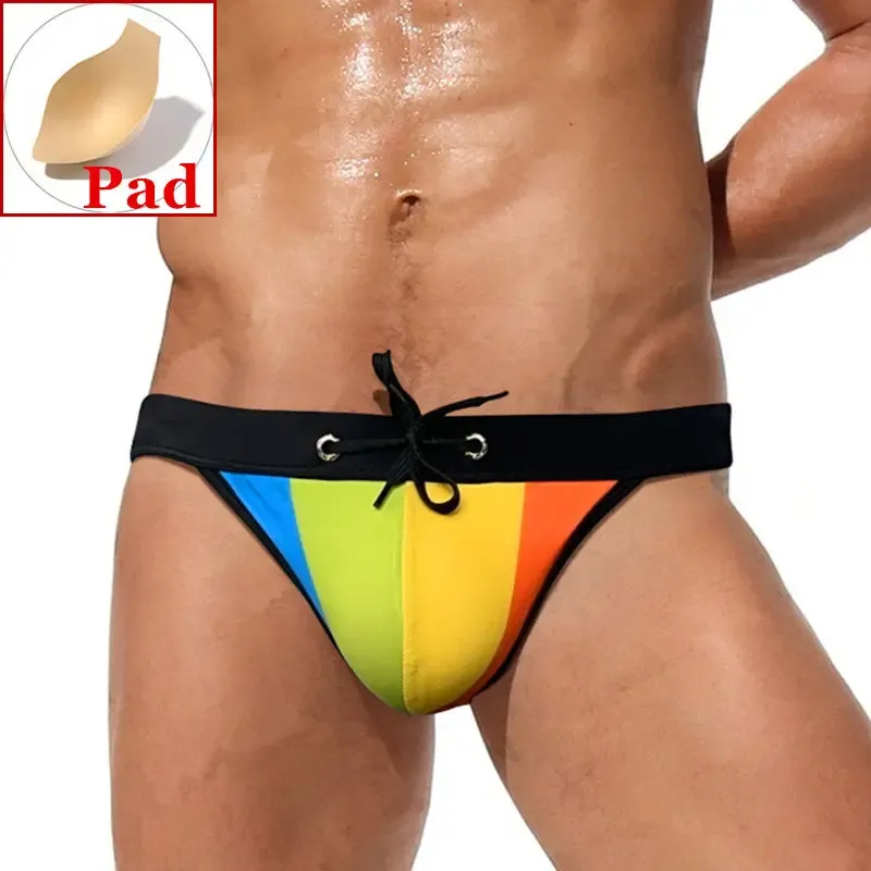 Maillots de bain Rainbow Bikini Maillots de bain Hommes Slip de bain Slip Push Up Tanga Sexy Gay Maillot de bain pour maillot de bain Short de plage Desmiit 2023