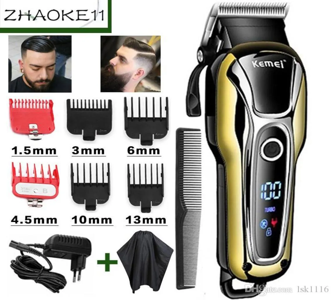Kemei tondeuse à cheveux professionnelle en tondeuse à cheveux pour hommes tondeuse électrique LCD affichage machine barbier cutter 55209722622