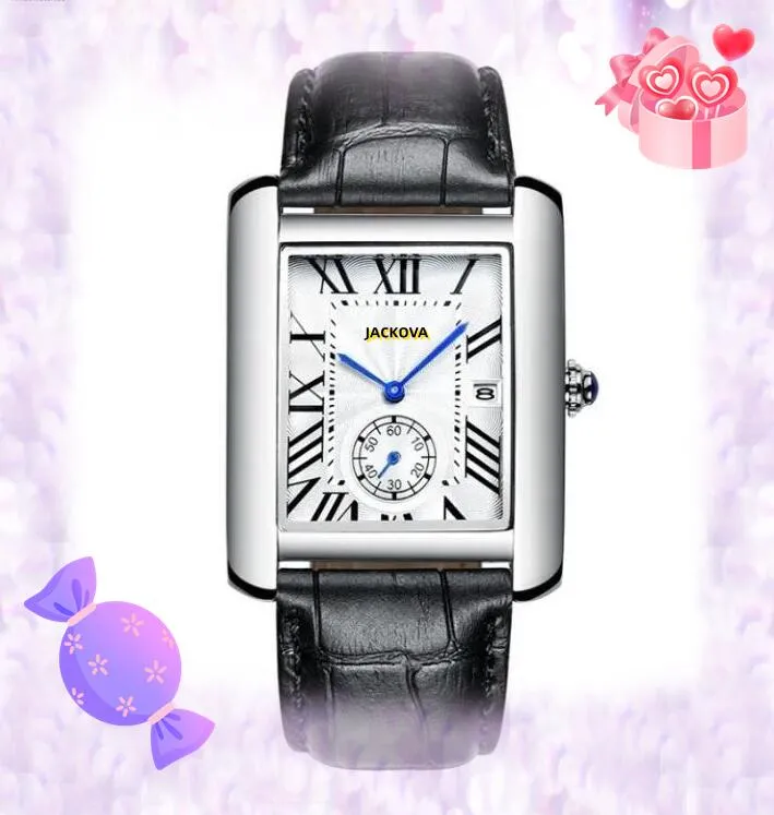 Jeden projektant z oku para kwarcowa moda mężczyźni kobiety oglądają 34 mm 28 mm Auto Data Square Roman Tank Clock Clock Crystal Mirror łańcuch Bransoletka Elegancka Elegancka zegarek na rękę