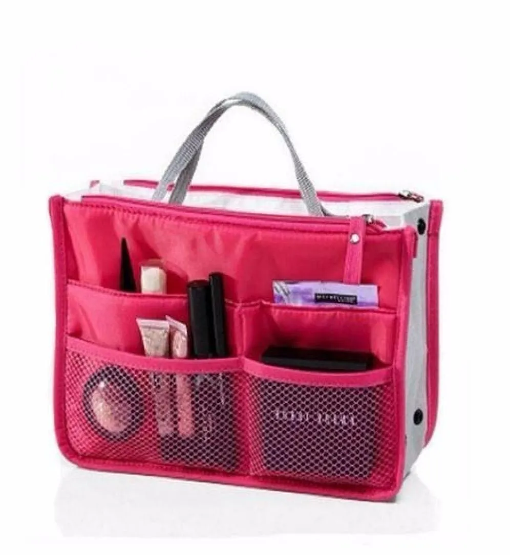 Organizzatore di borse per cosmetici da donna in borsa con doppia cerniera per trucco portatile con tasche da viaggio multifunzionali5879913