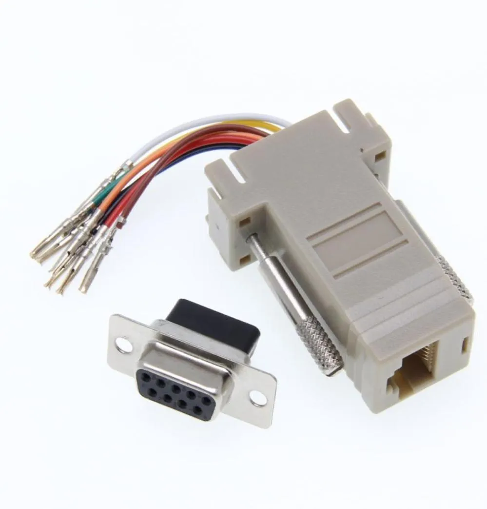 جودة جيدة كاملة 300pcslot db9 أنثى إلى rj45 ff ff rs232 موصل المحول المعيار الموصل extender4653863