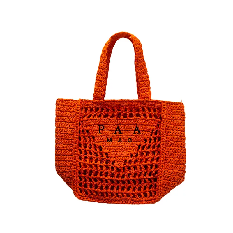 Borsa di tote di alta qualità Rattan Borsa all'uncinetto Borsa per vacanza Borsa da viaggio da viaggio in rete ghisa a grande capacità di lusso a assi