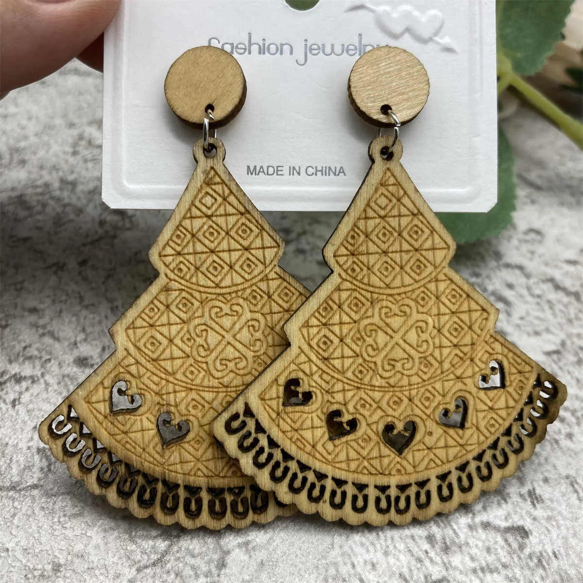 Jewelry Earrings Yiwu Jewelry Factory Wooden Hollow Ornaments