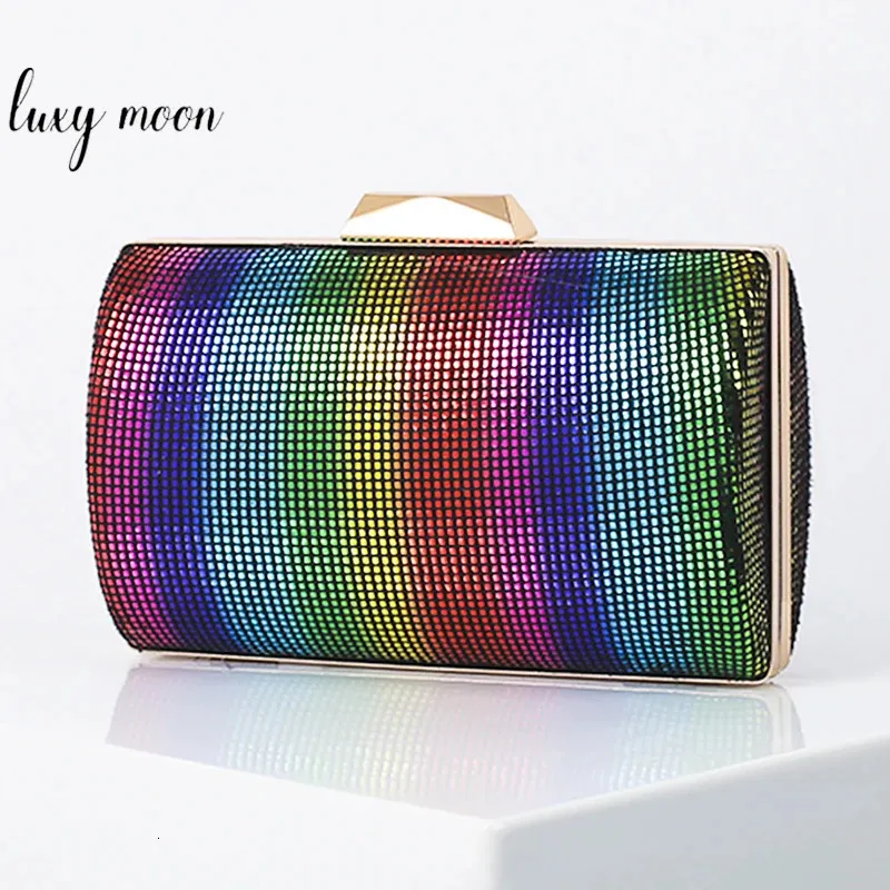 Borsa con pochette con paillettes moda Borsa da sera da donna color arcobaleno Borsa elegante con borsa da festa Borsa a tracolla di alta qualità ZD1864 240306