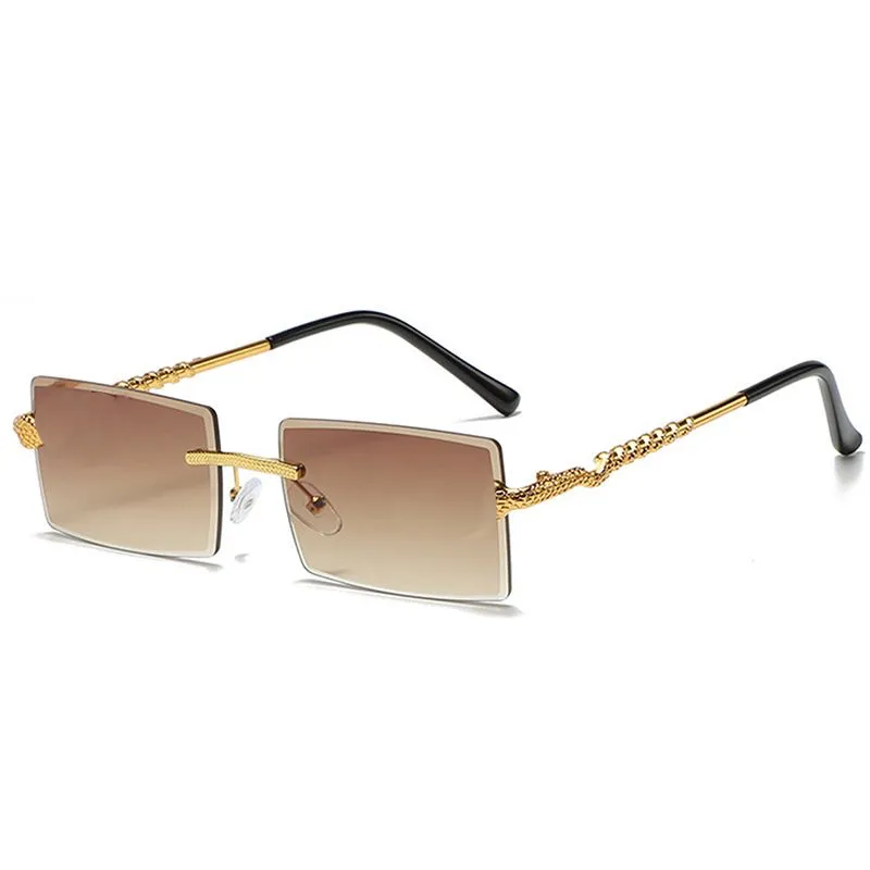 Classic Designer CartiiFrameless snake design Rectangle Sunglasses for Men and Women Classics Beach Shading UV protection Glasses