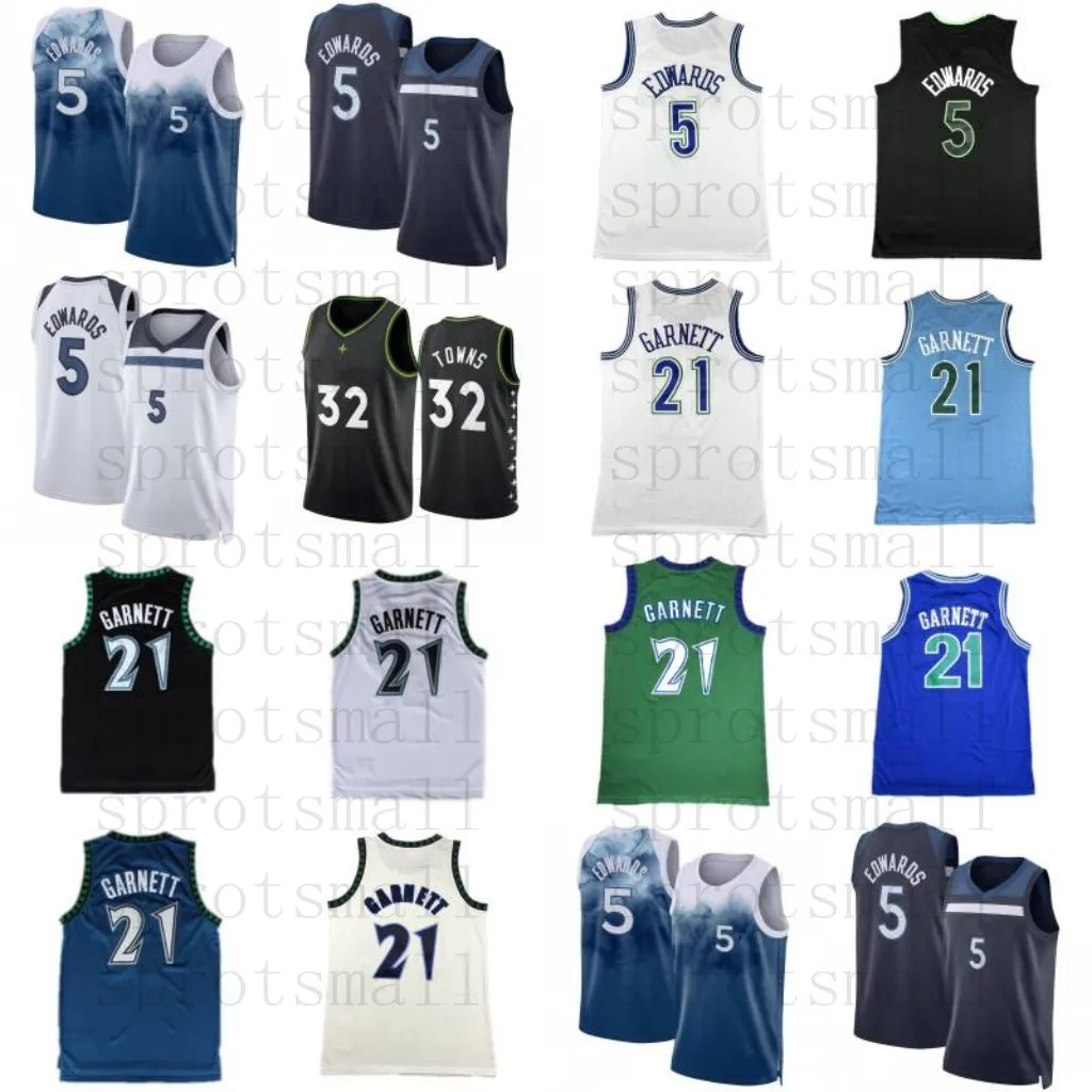 2023/24 # 5 Anthony Edwards 32 Karl-Anthony Towns City Basketball Jerseys Mens 21 Kevin Garnett Cream Retro Shirt