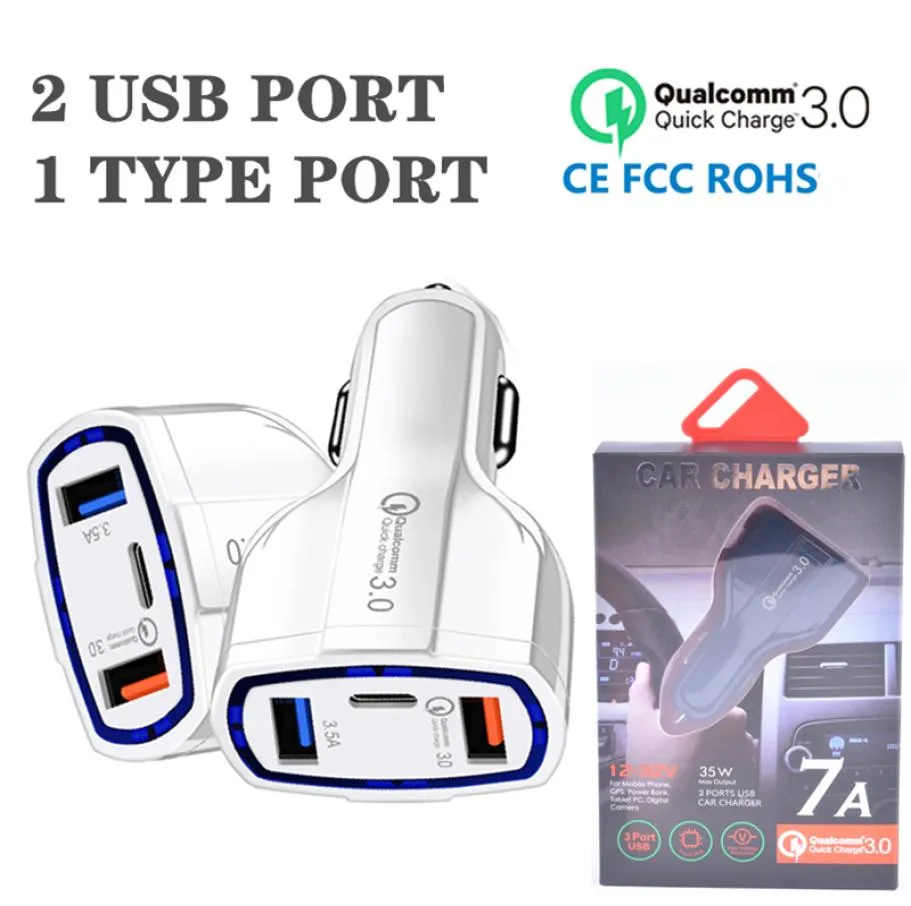 30 chargeur de voiture à Charge rapide 35A double USB avec sortie d'interface Typec chargeur de voiture Port TYPE C et partie USB 35A QC Charge rapide5573215