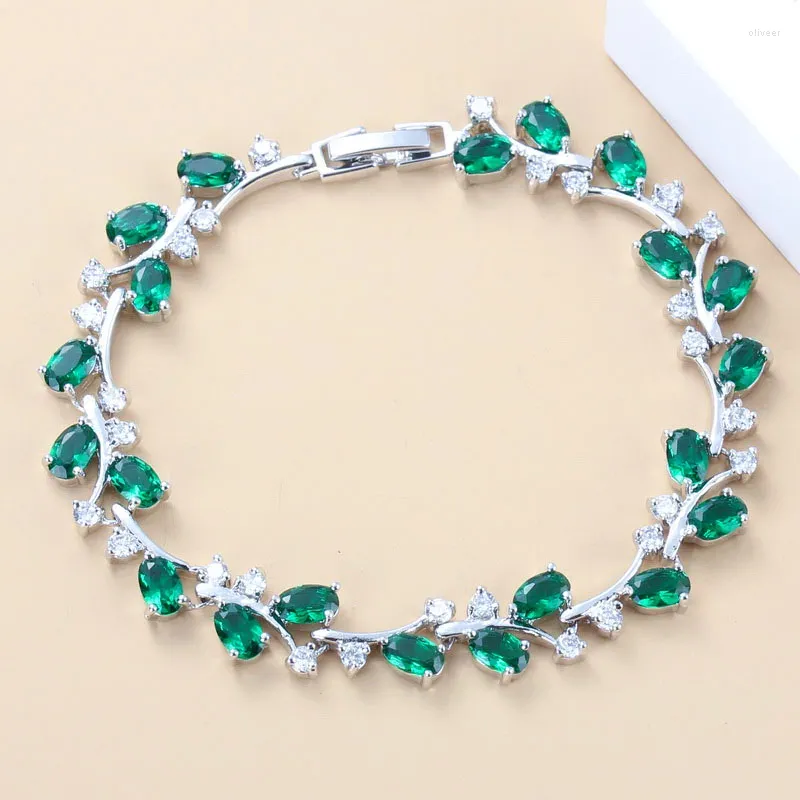 Bracelets à maillons pour femmes, bijoux de santé en zircone cubique verte, boîte gratuite SL139