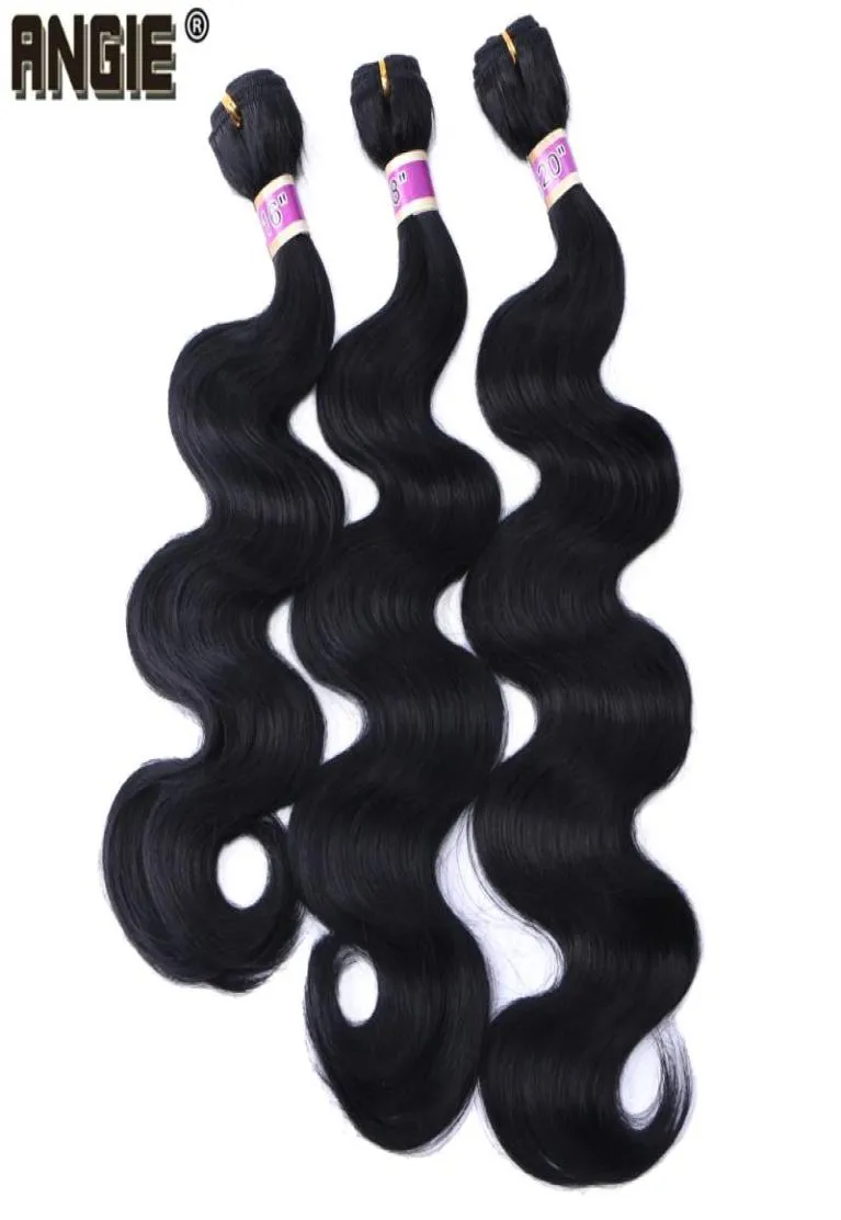 Human Ponytails Body Wave Hair Bundles Curly Weave Synthetic Weft 16 18 20 Inches 3 Black Product7640916