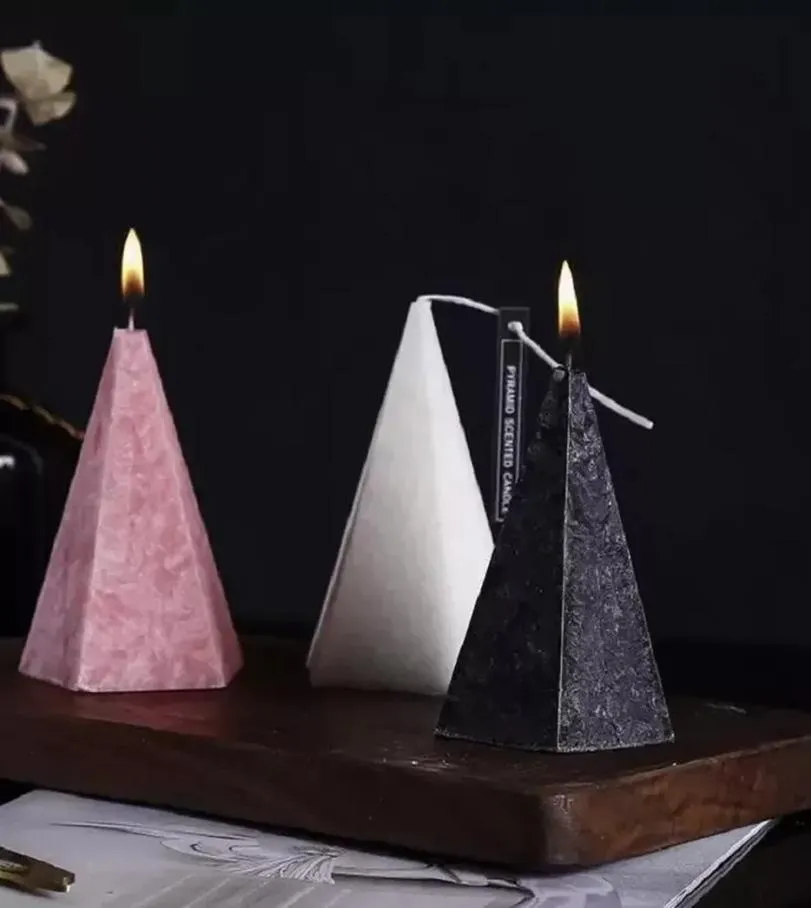 Velas perfumadas de cone geométrico nórdico jasmim rosa aromaterapia óleo essencial vela de longa duração velas para quarto de casa FS5266 sxju9496240