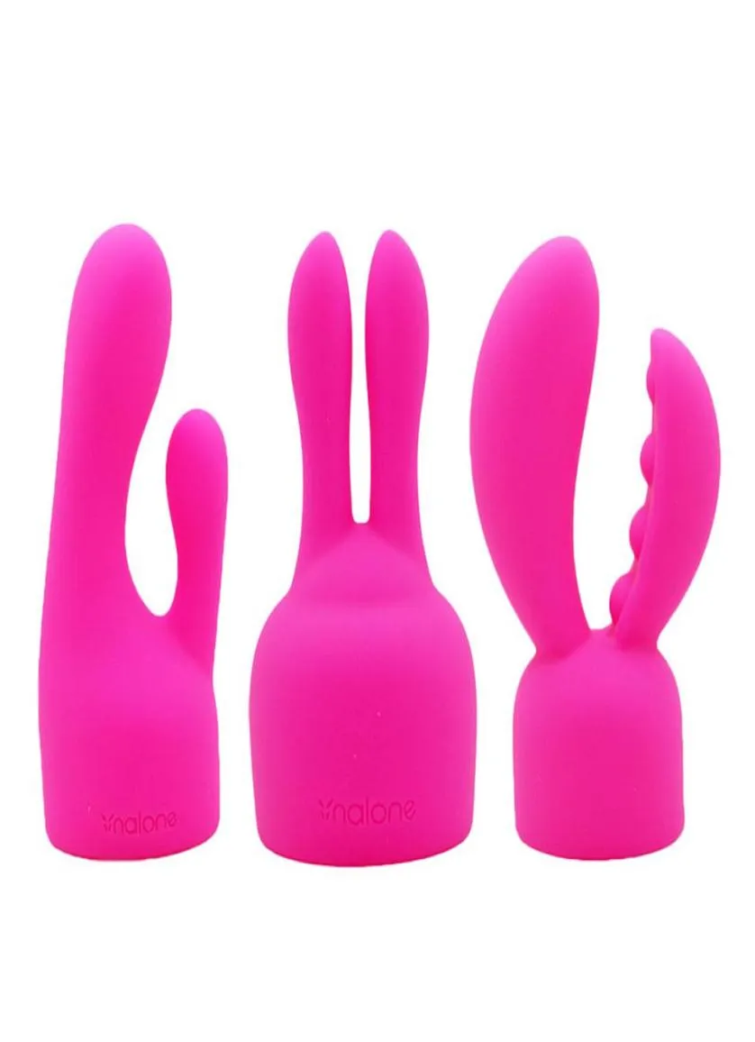 Nalone 3 in 1 coniglio impermeabile copricapo in silicone attacco bacchetta magica per bacchetta magica AV massaggiatore giocattoli per adulti per donne q1106300z6346062