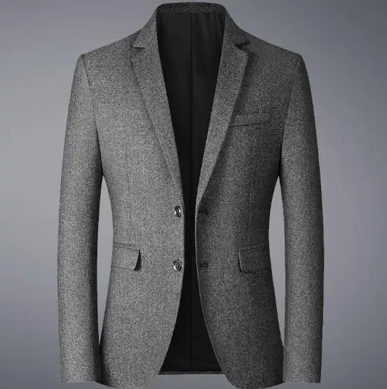 Abiti da uomo nuovi tinta unita formale manica lunga abiti da sposo blazer due bottoni uomo misto cotone blazer abito cappotto da riunione ABB364