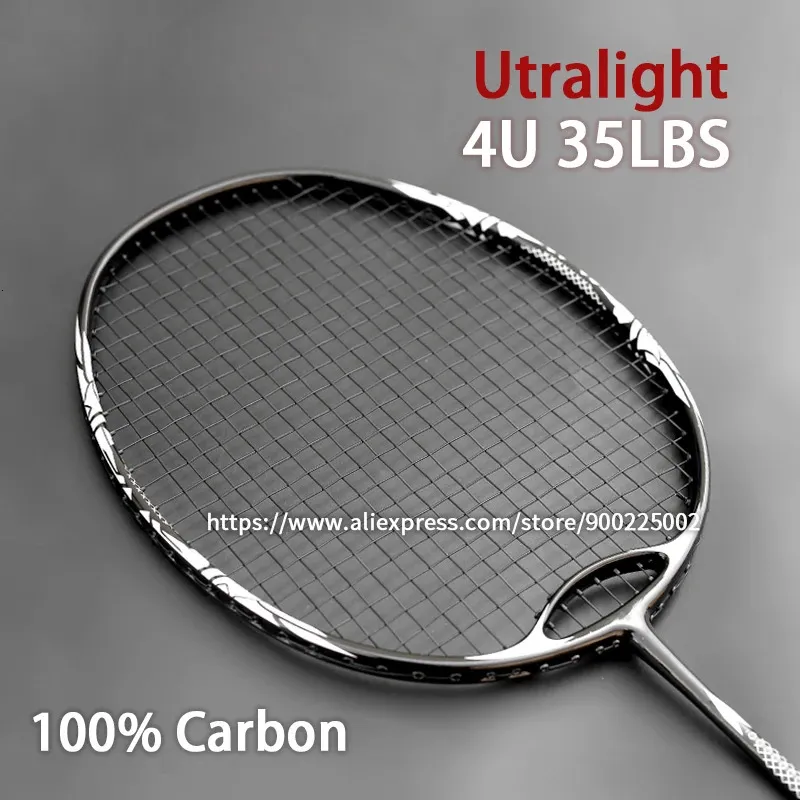 High Tension 35LBS Full Carbon Fiber Badminton Rackets With Bags String Professional 4U G5 Offensive Racquet Speed Sports Padel 240304