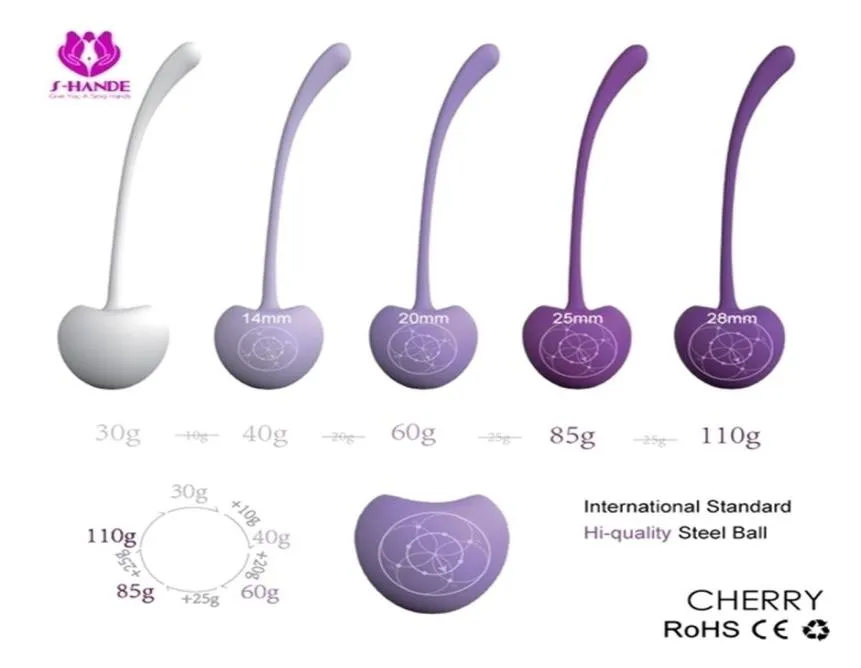 5pcsset Smart Kegel Kit d'exercice de serrage Cherry Bolas Chinas Vaginal Ben Wa Balls Vibrateurs Sex Toys Pour Femme Q1119289f1264641