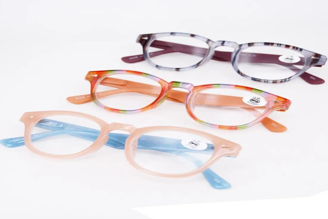 Moda designerska okulary czytania niebieskie różowe w wysokiej jakości z torebką i tkaniną rabat owalny dama optyczna szklanka 3305734