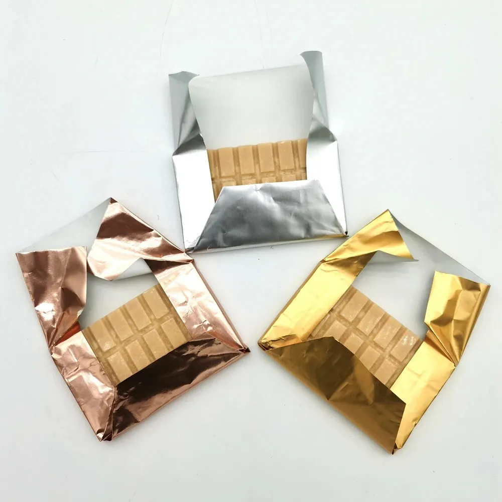 Papel de aluminio plateado dorado de 6 x 75 con respaldo de papel para paquete de envoltura de barra de chocolate y dulces 500 piezas 240226