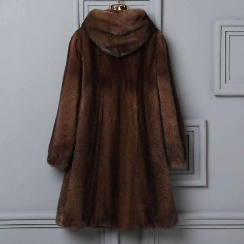 Women's Velvet, Coat, New Long Style Haining Whole Fur, Mink Fur Hood 4105