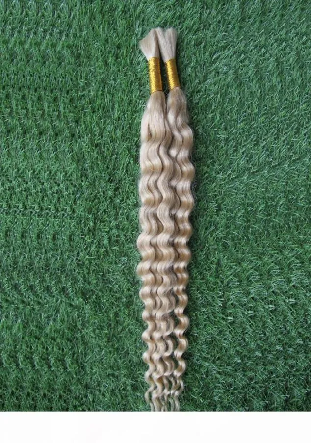 100G 60 Platinum Blonde Brazilian Jerry Curl Human Braiding Hair Extensions No Weft 1 Pc 1026 Inch human Hair Bulk 25cm65cm4745148