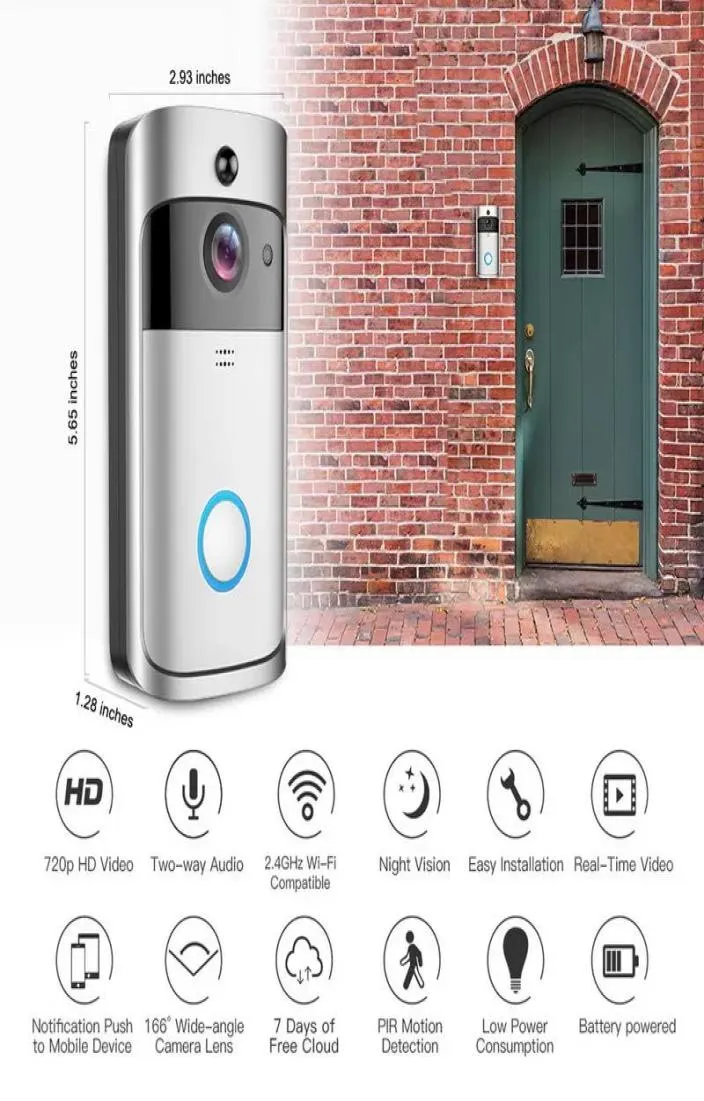 2022 Smart WiFi Video Doorbell V5 Camera Visual Intercom med Night Vision IP Door Bell Wireless Home Security Camera2971126
