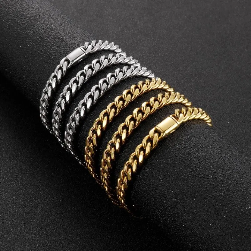 Hip Hop Titanium Staal Cubaanse Link Chain Armbanden Eenvoudige Mannen Rvs Jewelry263x