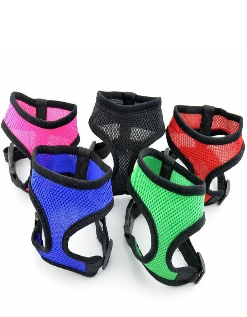 Brand new Pet dog Nylon Mesh Harness Strap Vest Collar Small Mediumsized Dog Puppy Comfort Harness 7 colors Cartoon7270826