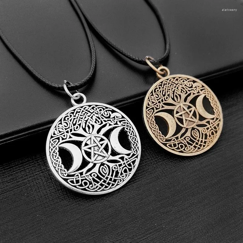 Pendant Necklaces Triple Moon Goddess Necklace For Men Wicca Pentagram Magic Tree Witch Jewelry