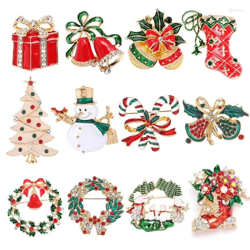 Broches Boosbiy 2024 arrivée noël émail bonhomme de neige père noël cloches broche broche cadeaux de noël accessoires bijoux fins pour les femmes