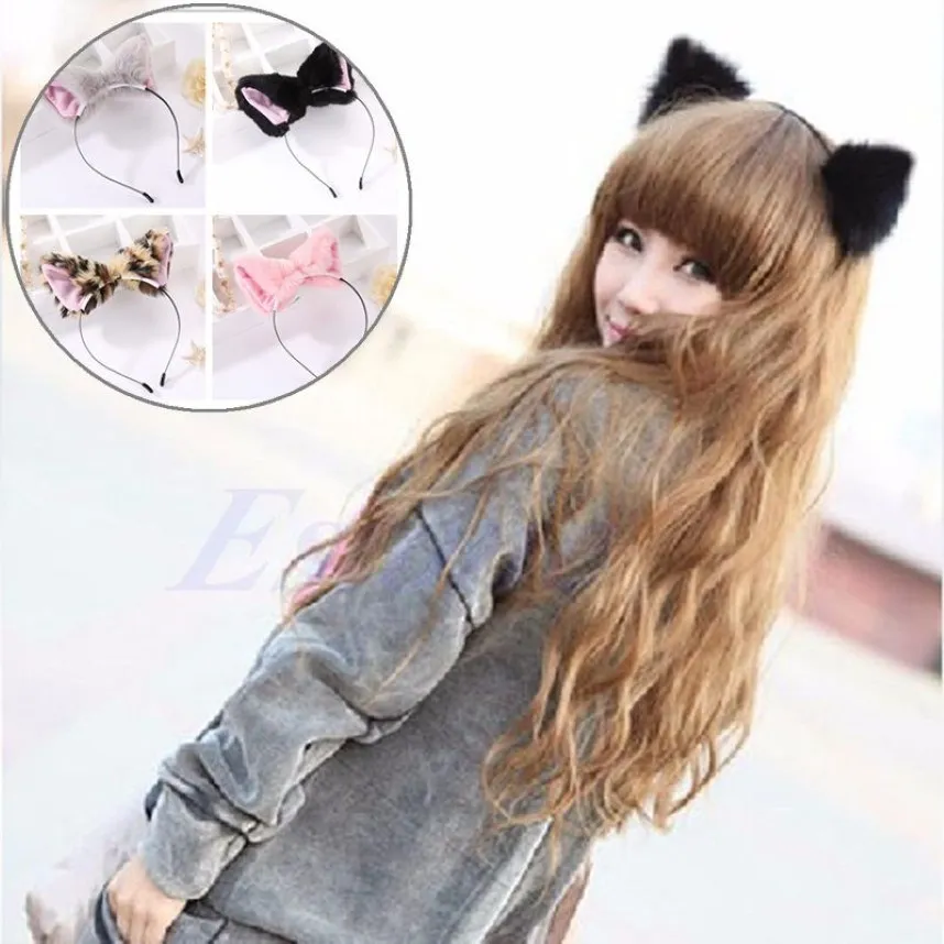 Novo bonito gato raposa orelha longa pele cabelo headbands para gilrs anime cosplay festa traje prop acessórios de cabelo2355