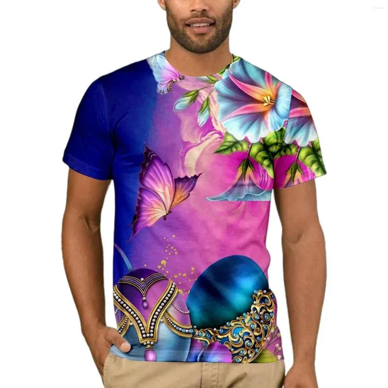 Camisetas masculinas Camisa de Páscoa Festiva Casual Ovo 3D Impresso Pacote Simples