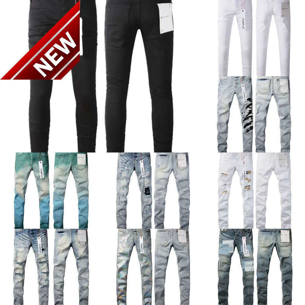 Mens Purple Brand Low Rise Chude Men Jean White Quild Niszcz vintage stretch bawełniane dżinsy n