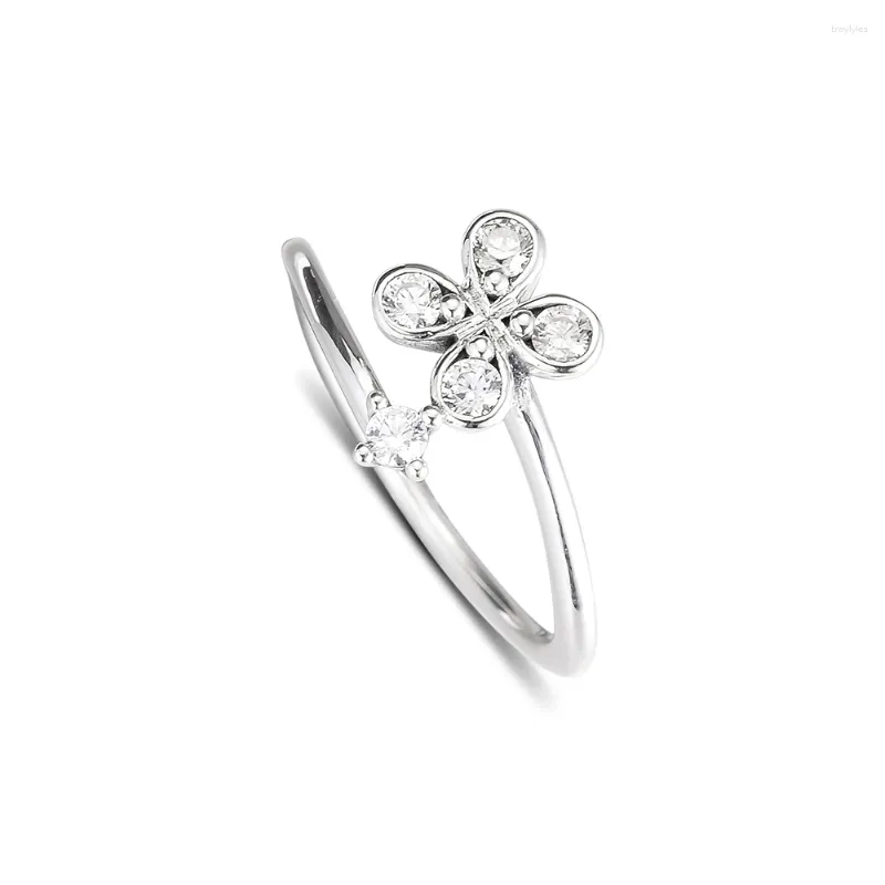 Cluster Rings CKK Ring Four-Petal Flower For Women Men Anillos Mujer 925 Sterling Silver Jewelry Wedding Engagement Aneis Hombre