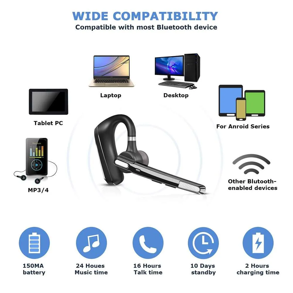 CVC8.0 Dual-mic Active Noise Cancelling Wireless Bluetooth Earpiece for iPhone