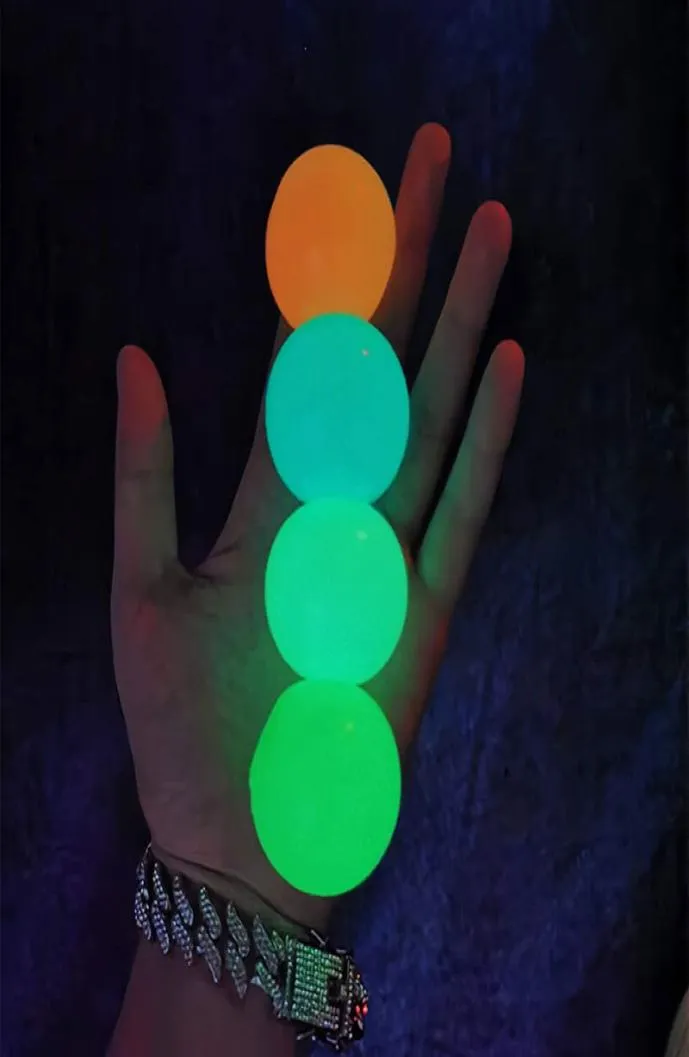 Plafondbal Lichtgevende stressverlichting Kleverige bal Aan de muur plakken en langzaam afvallen Squishy Glow Speelgoed voor kinderen Volwassenen Feest G7616369