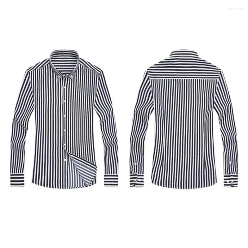 T-shirts pour hommes Hommes Chemise d'affaires à manches longues Revers élégant Cardigan rayé avec col rabattu Slim Fit Design pour Plus
