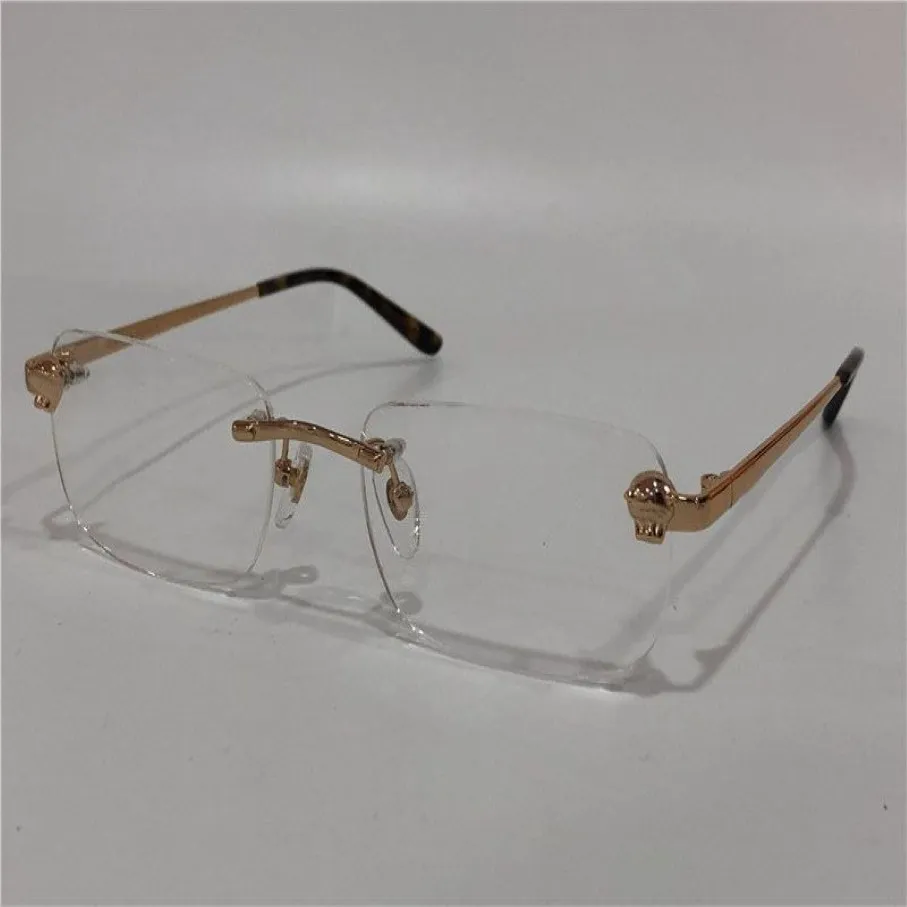 2018 new fashion designer optical glasses and sunglasses 01480 square rimless frame transparent lens animal legs Vintage simple st290S