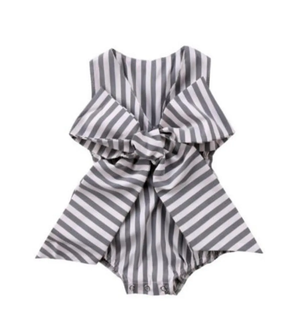 Summer Baby Girl Clothes Striped Bowknot Sleeveless Newborn Girls Romper Jumpsuit Onepieces Outfit Sunsuit Infant Kids Boutique C7870470