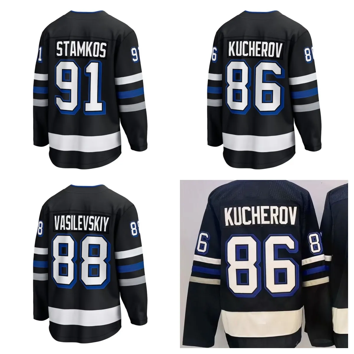 2024 Tampa Bay Third Jersey Kucherov 86 Stamkos 91 Vasilevskiy 88 Point 21 Hockey Jerseys Black S-xxxl Stitched Men Jersey