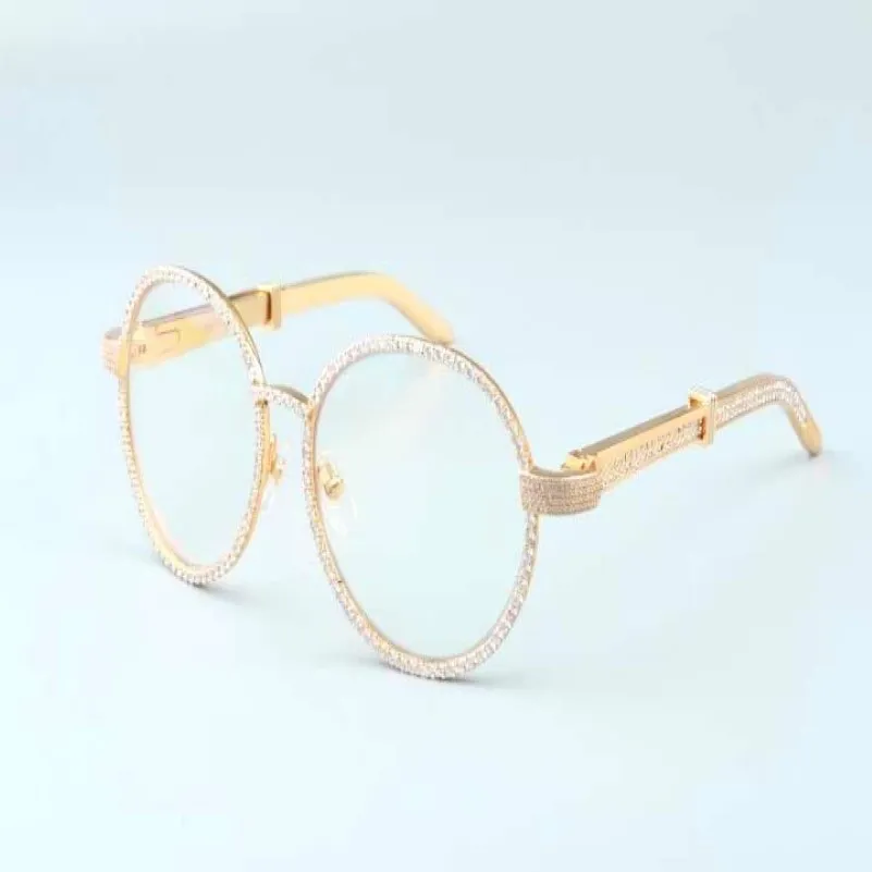 Luxuriöses Diamant-Brillengestell S19900692F Pilotenbrillengestell aus goldenem Edelstahl mit Diamantrahmen218a