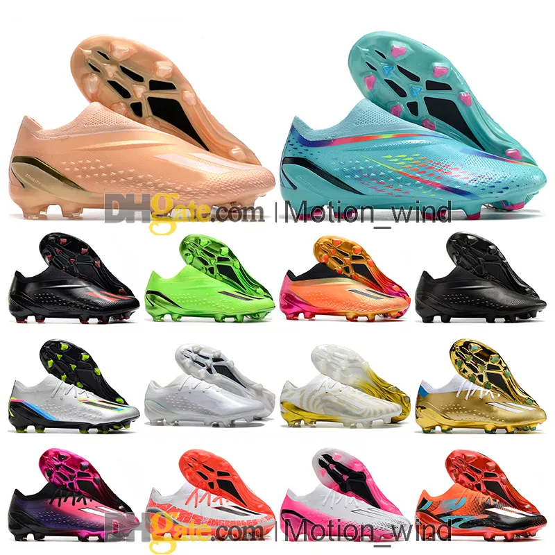 هدية حقيبة رجالي عالية الكاحل لكرة القدم أحذية X Speedportals FG Firm Ground Laceless Cleats Messis Speedportals.1 Soccer Tops Outdoor Trainers Botas de Futbol