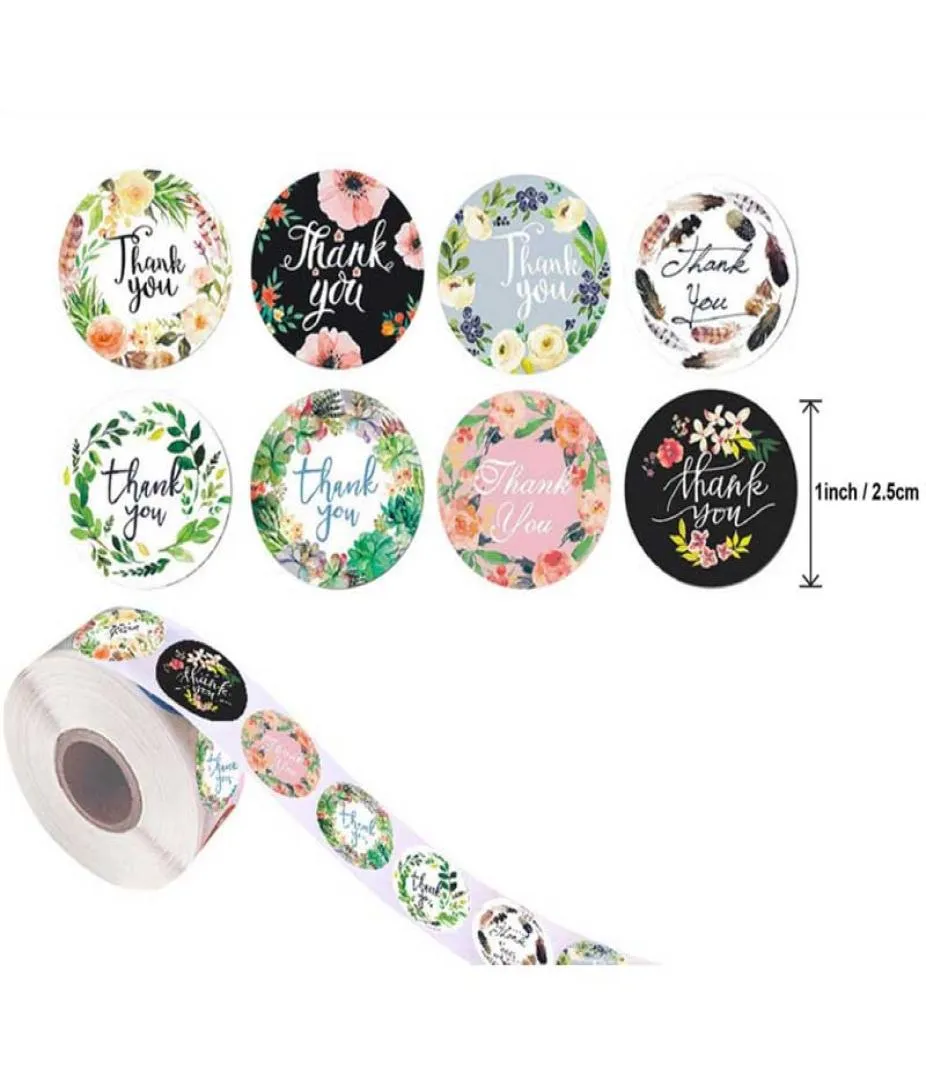 Adhesive Thank You Label Stickers 38mm 15039039 Inches Various Design Floral Favor Stickers Label Wedding Decoration Suppli9952606