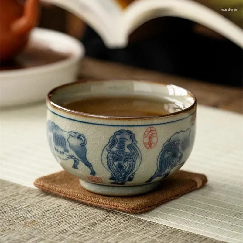 Jingdezheng – service à thé en céramique Antique, soucoupes à ouverture de taureau chinois, magnifique service à thé en poterie, tasses à thé pour cérémonie