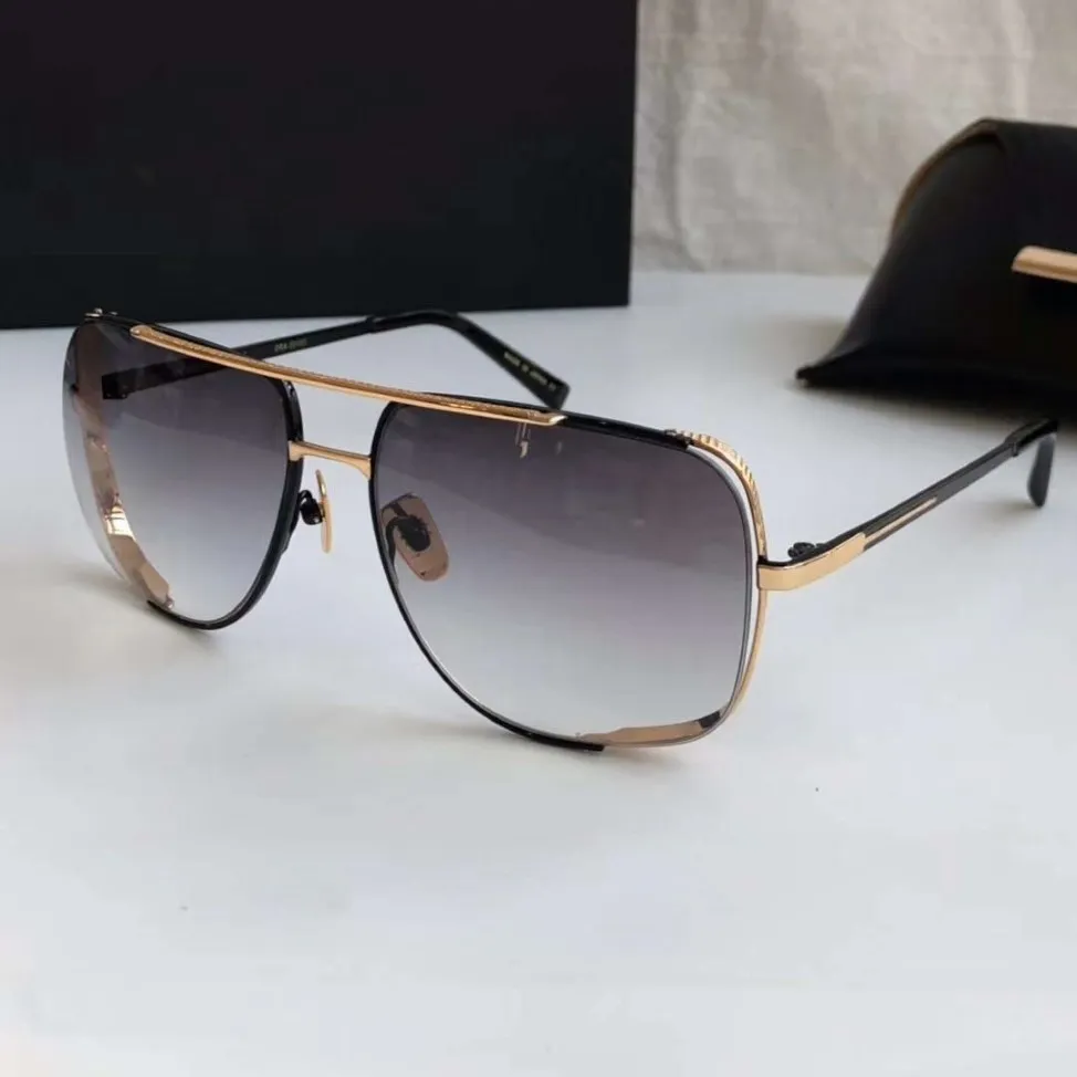 Mężczyźni Specjalne okulary przeciwsłoneczne dla mężczyzn Czarne Gold Brown Shades Run Way Frame Sonnenbrille Męskie okulary przeciwsłoneczne Gafas de sol nowe z pudełkiem241g