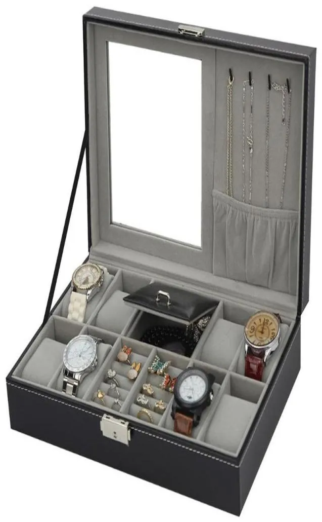 Boîte à bijoux de montre en cuir PU, boîte de rangement organisateur haut de gamme, étui pour montre bijoux ornement cercueil boîtes de conteneurs portables28343572339