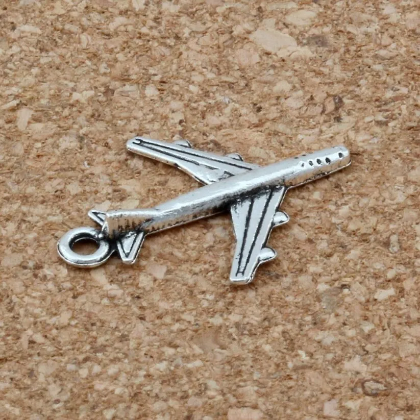 Pendenti con ciondoli in lega di aeroplano per creazione di gioielli, collana, braccialetto, accessori fai da te, 16x22 mm, argento antico, 200 pezzi A-115311Z