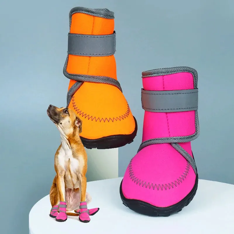 Chaussures antidérapantes imperméables pour petits chiens, Chihuahua, chiot, marche, bottes de neige Orange, moyennes et grandes, 240228