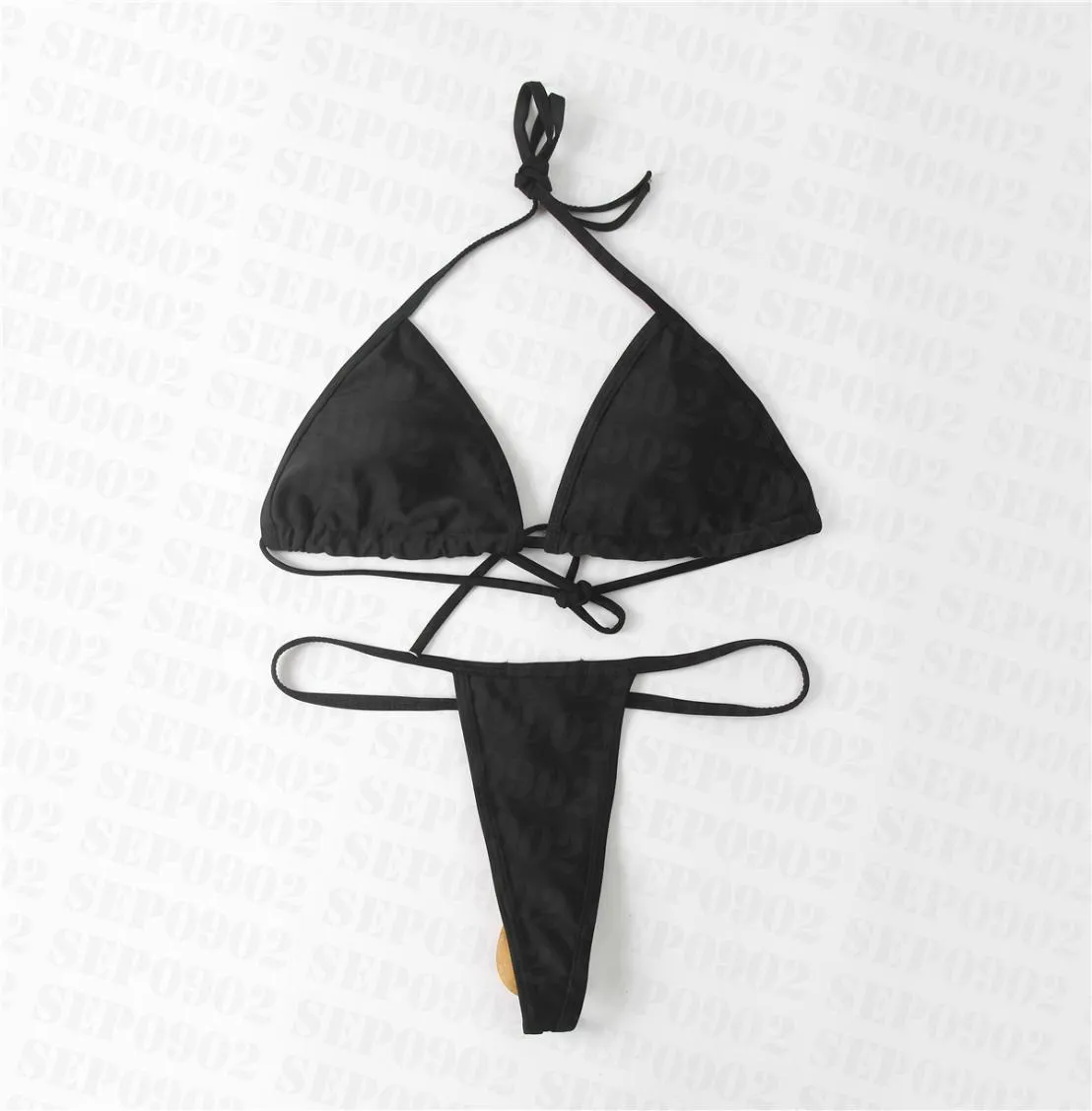 Solid Color Bikini Set Women Summer Sexy Swimsuit Fashion Backless Bathing Suit Designer Triangle Badge Bikinis1093165