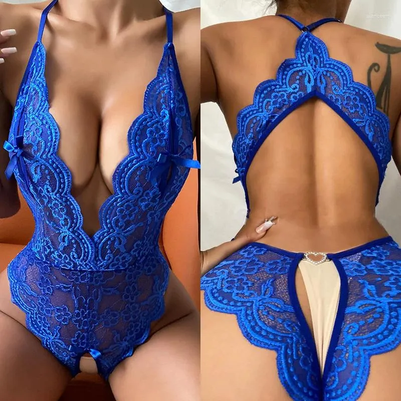 Reggiseni Set Crotchless Lingerie sexy per le donne 18 Biancheria intima erotica per adulti Abiti spogliarellista Set con cavallo aperto in pizzo Body