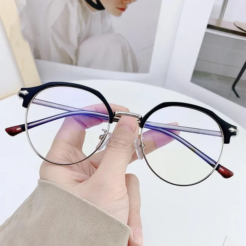 メタルラウンドメガネフレームメンズオプティカルファッションコンピューター眼鏡サングラスフレーム210W